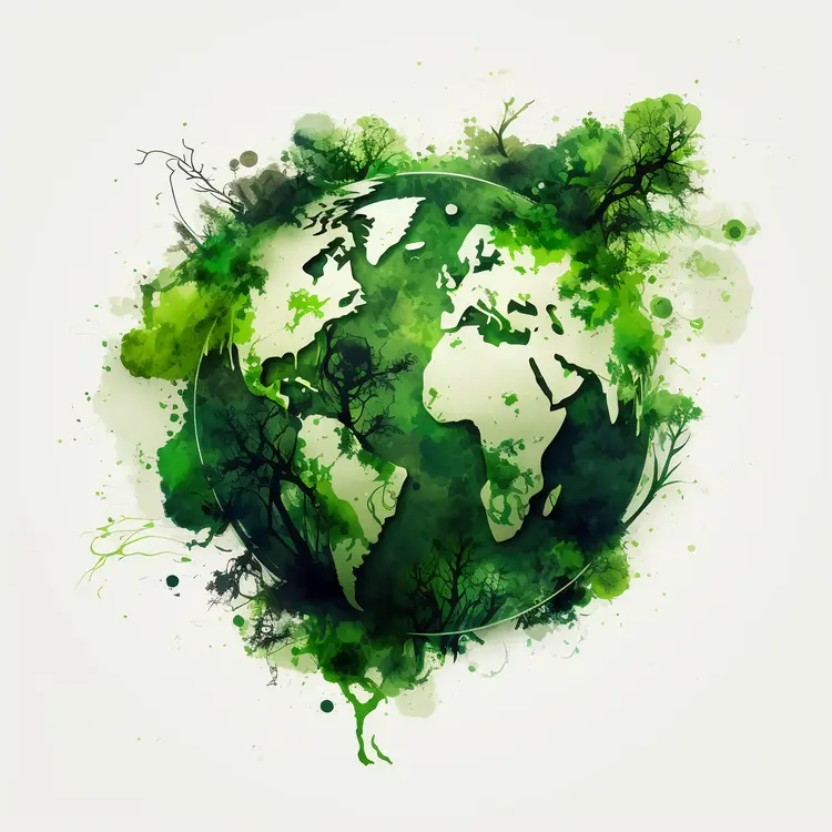 Watercolor Earth with Green Nature Elements
Watercolor Earth with Green Nature Elements