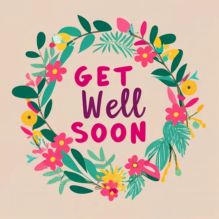Pink Floral Get Well Soon Card