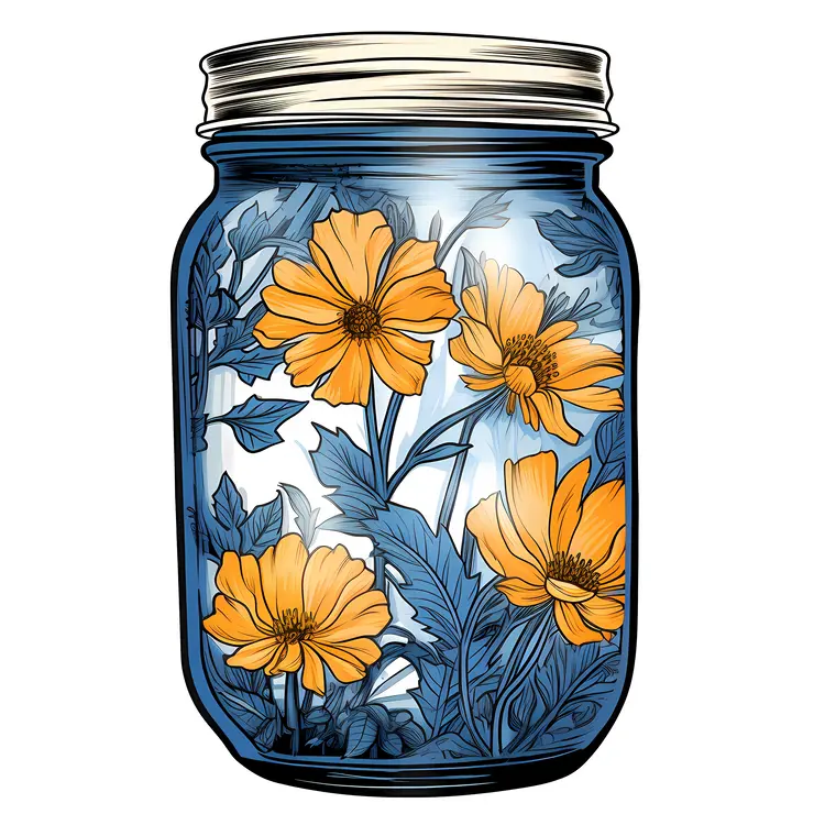 Jar with Yellow Flowers