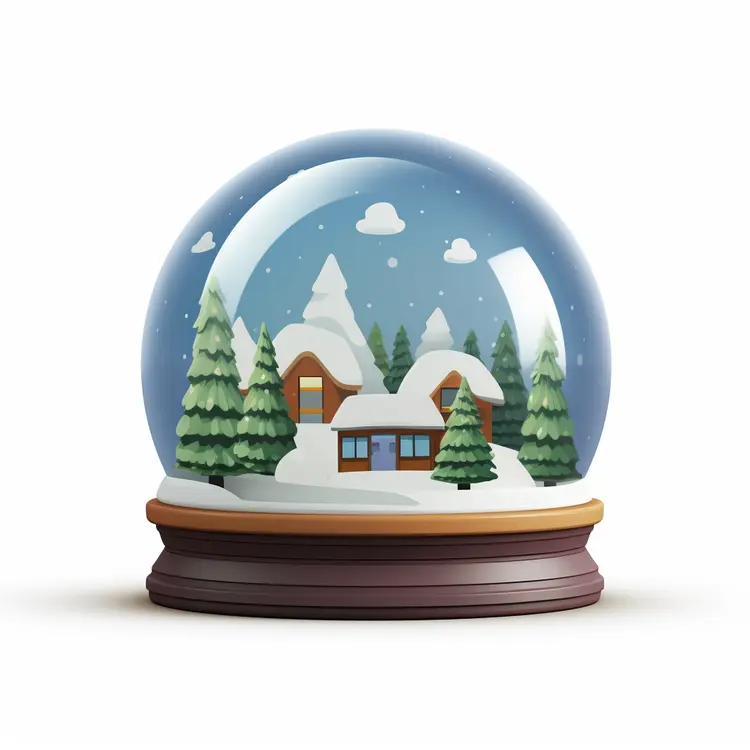 Winter Cabin in Snow Globe