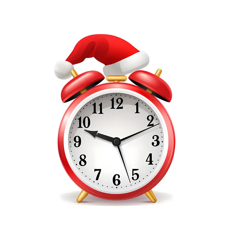 Red Alarm Clock with Santa Hat