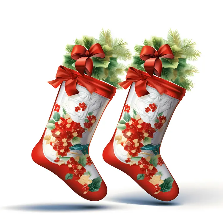 Festive Christmas Stockings with Greenery and Bows