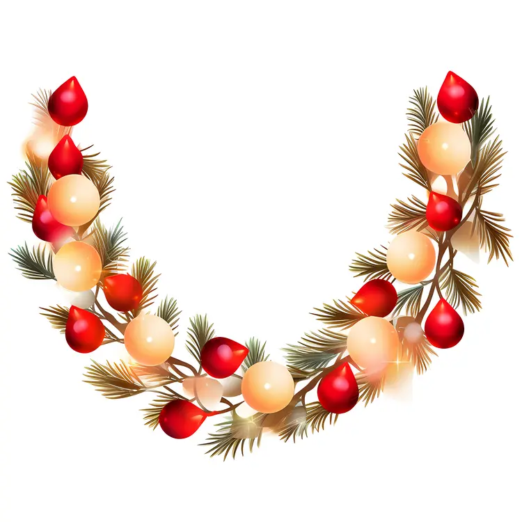 Christmas Garland with Pine and Ornaments