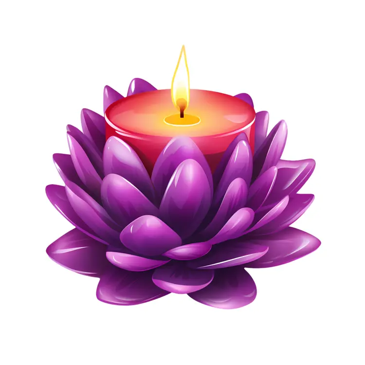 Purple Lotus Candle with Flame