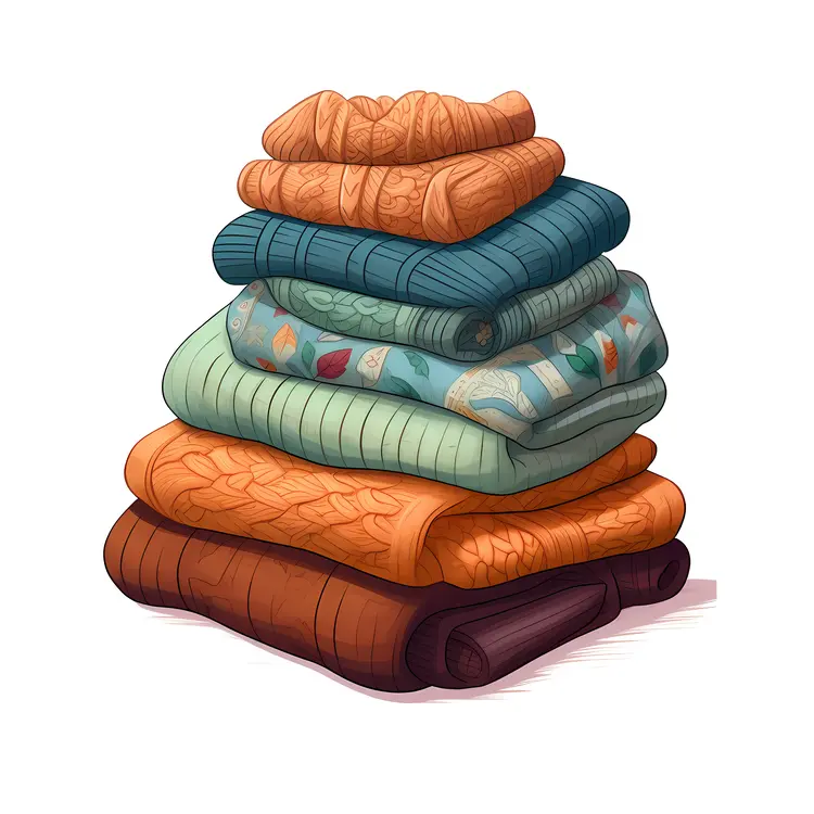 Colorful Stack of Folded Sweaters