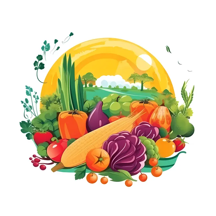 Fresh Vegetables Harvest Illustration