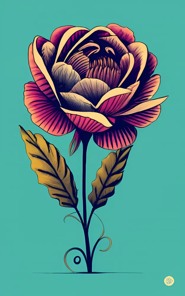 Colorful Flower with Green Background