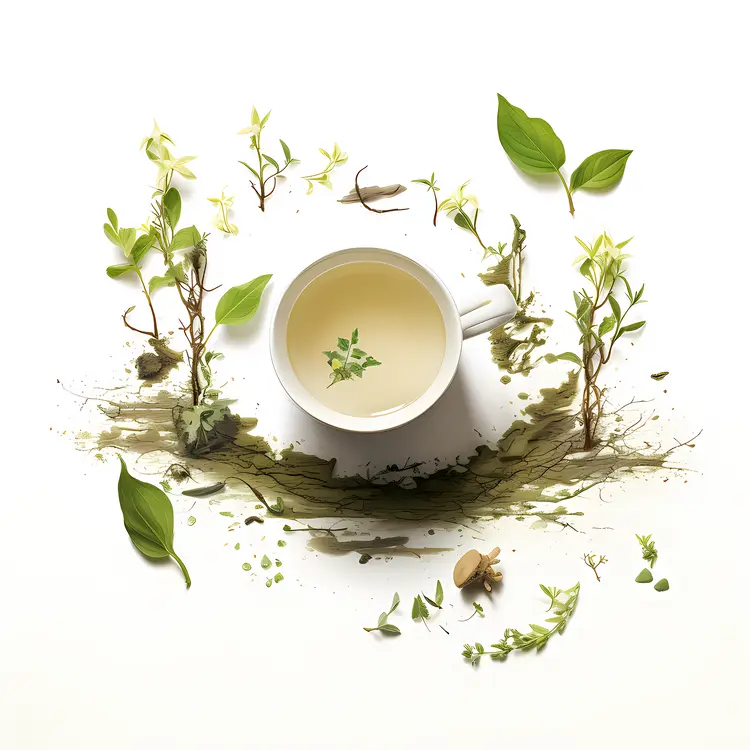 Herbal Tea Cup with Leaves