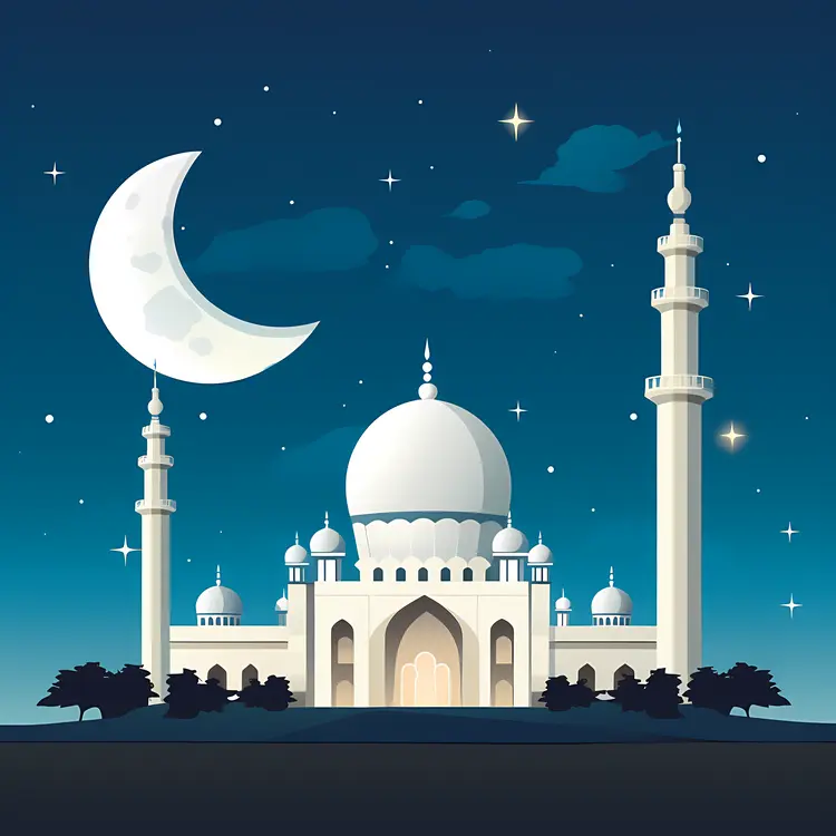 Mosque with Moon and Minarets