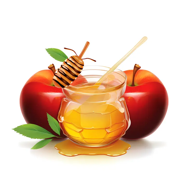 Honey Jar with Apples for Rosh Hashanah Celebration