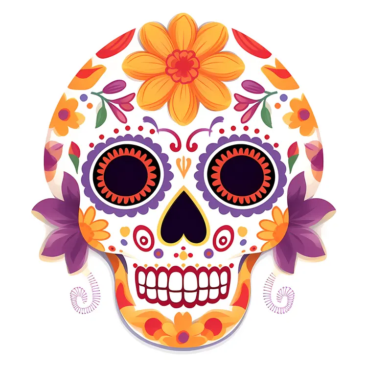 Colorful Floral Sugar Skull for Day of the Dead Celebration