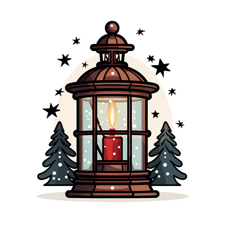 Festive Lantern with Holiday Stars
