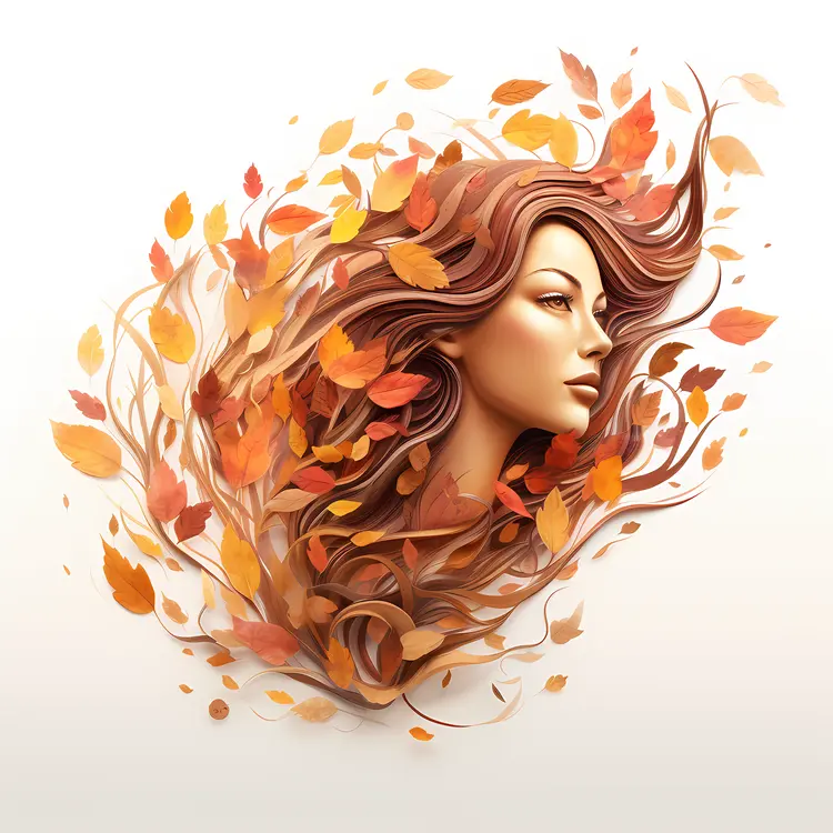 Woman with Autumn Leaves in Hair