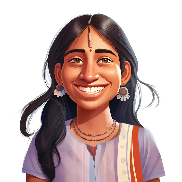 Smiling Woman in Traditional Attire with Jewelry