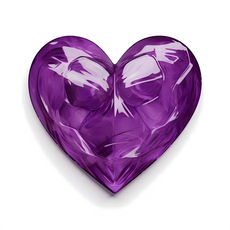 Shiny Purple Heart Gemstone for Valentine's Day