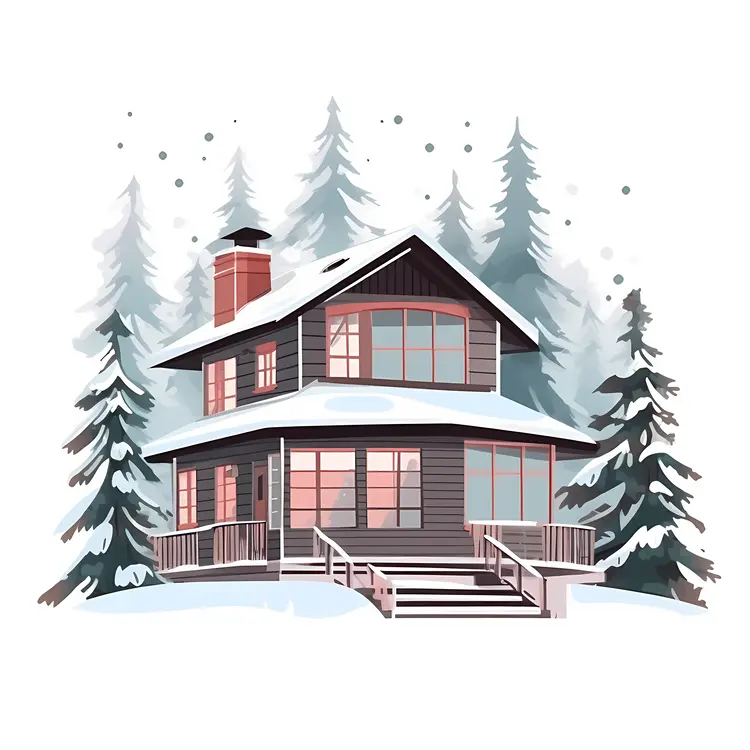 House in Snowy Forest