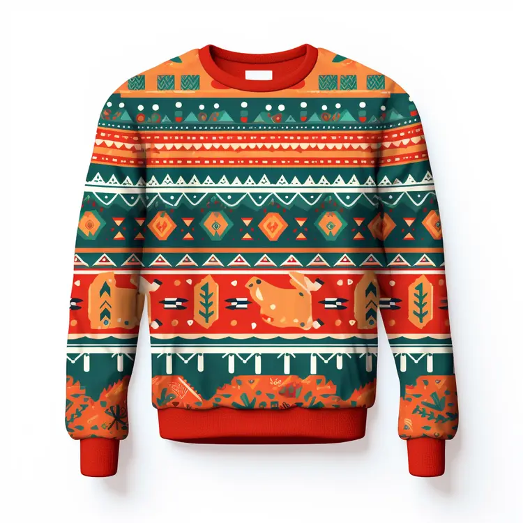 Festive Christmas Sweater with Colorful Patterns