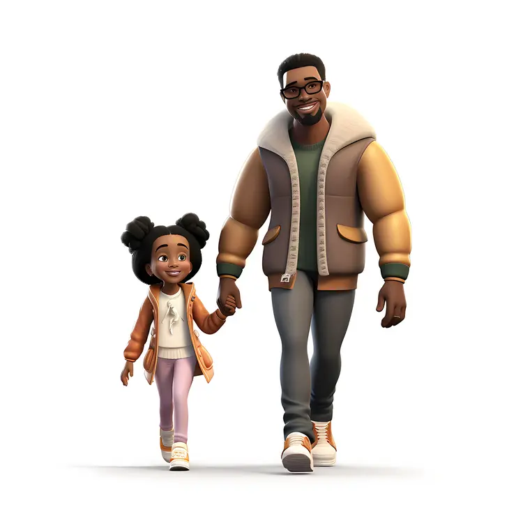 Father and Daughter Walking Together