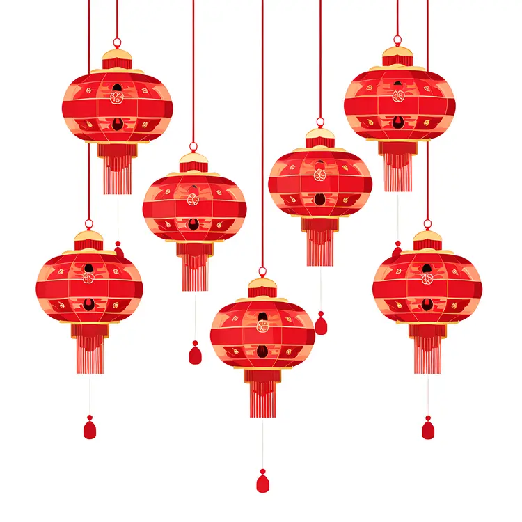Hanging Red Lanterns for Chinese New Year