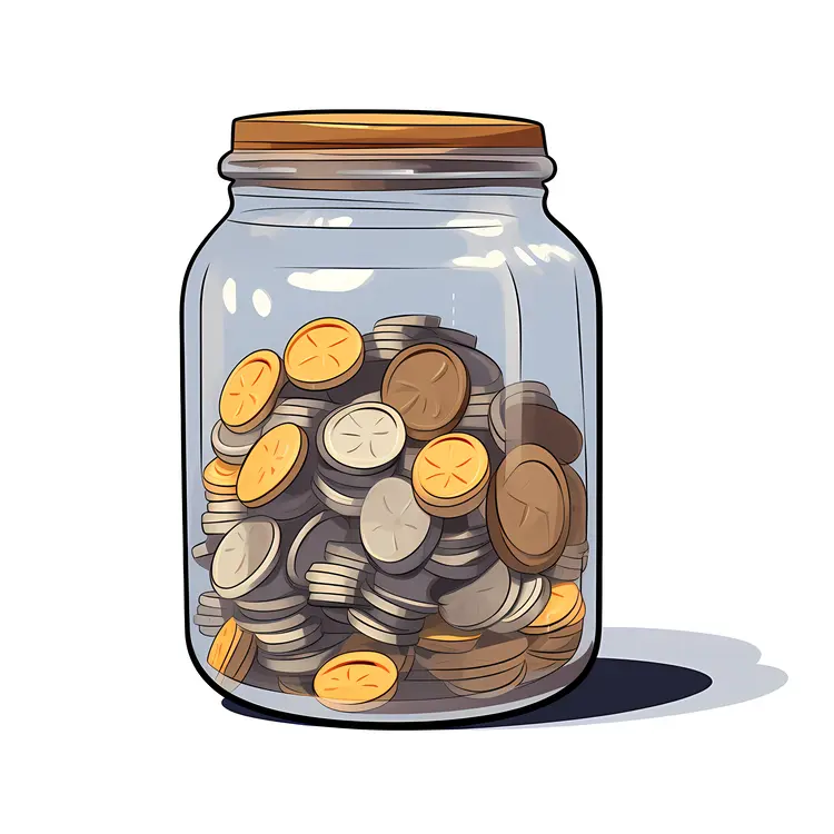 Coin Jar Filled with Savings