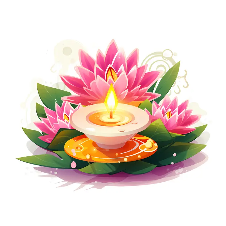 Candle with Lotus Flowers