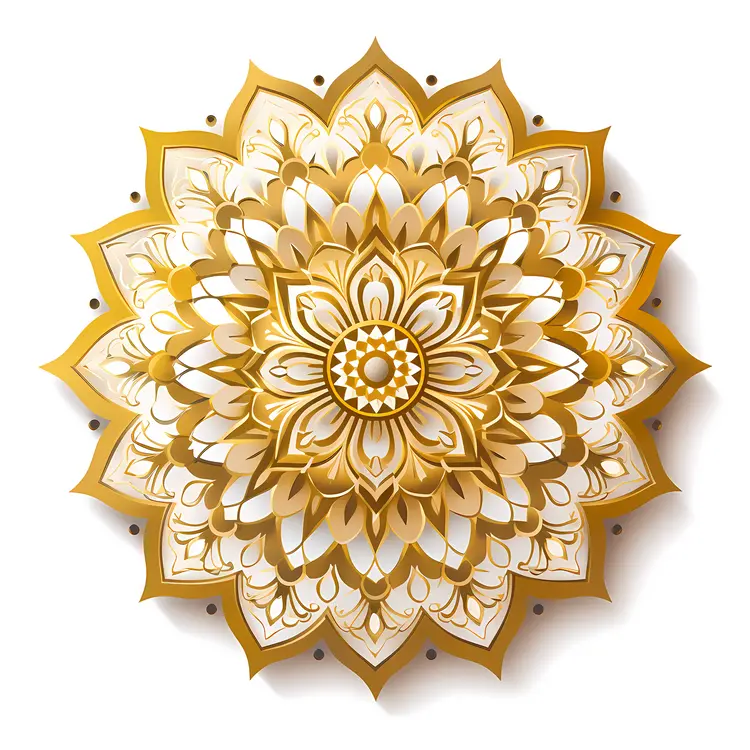 Golden and White Intricate Mandala Design