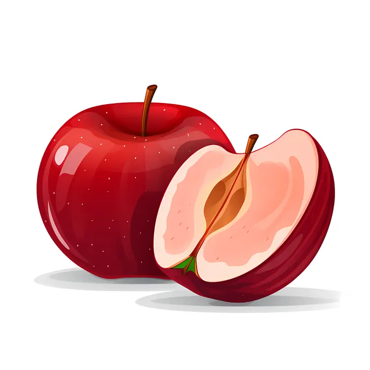 Red Apple with Half Apple