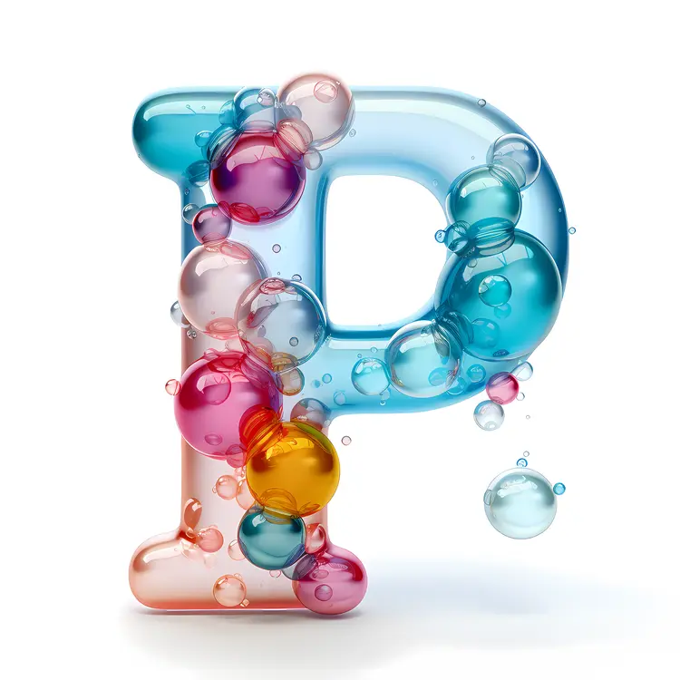 Bubble Letter P with Colorful Bubbles