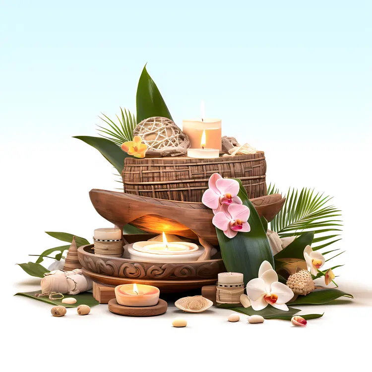 Spa Candles and Orchids Arrangement