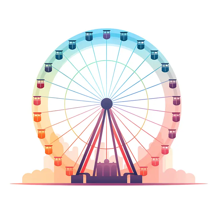 Gradient Ferris Wheel with Colorful Cabins