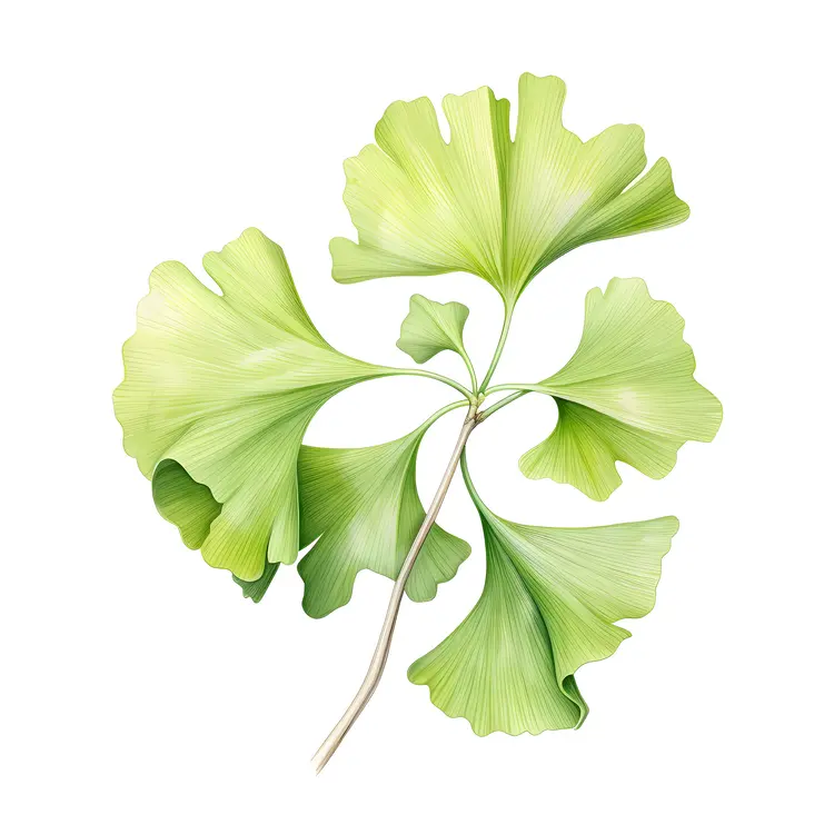 Green Ginkgo Leaves Cluster