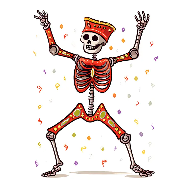 Festive Dancing Skeleton with Crown