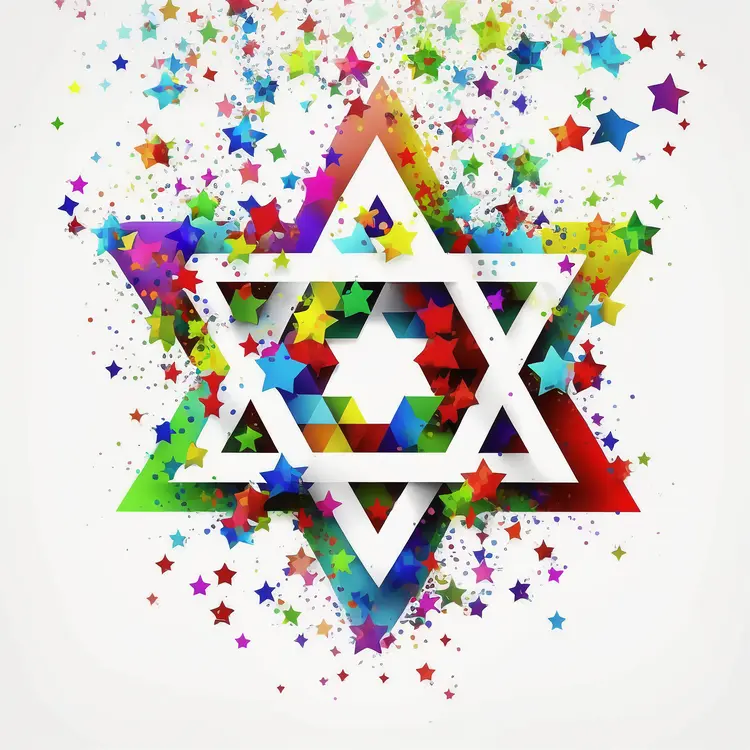 Colorful Star of David with Festive Stars