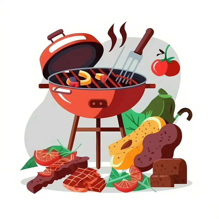 Barbecue Grill with Food