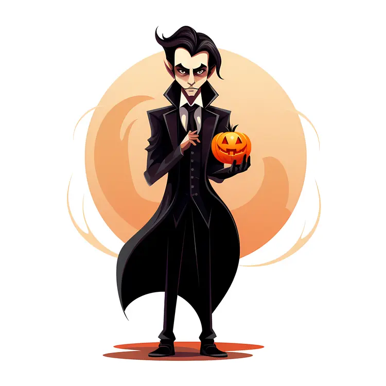 Tall Vampire with a Pumpkin
