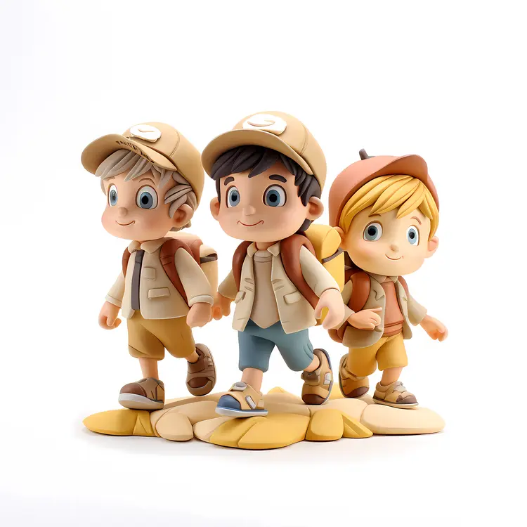 Three Children Walking and Holding Hands