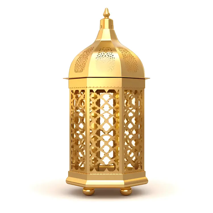 Ornate Gold Lantern for Ramadan Decoration
