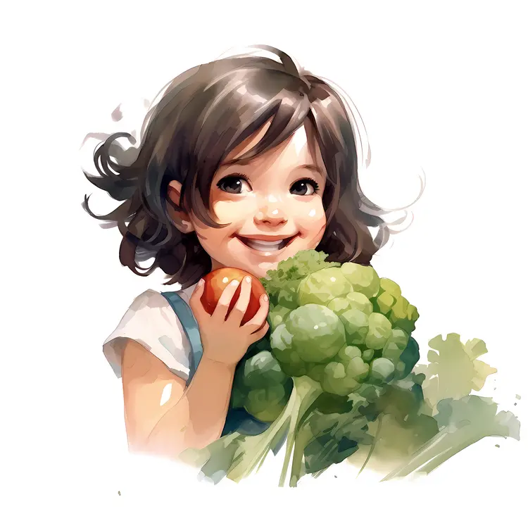 Smiling Girl with Fresh Vegetables