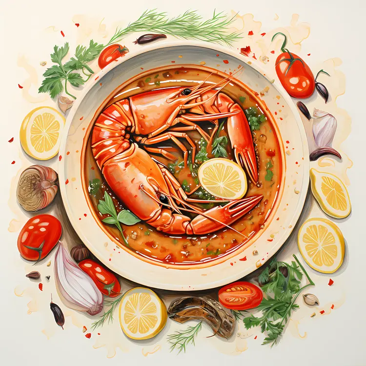 Seafood Soup with Shrimp and Lemon
