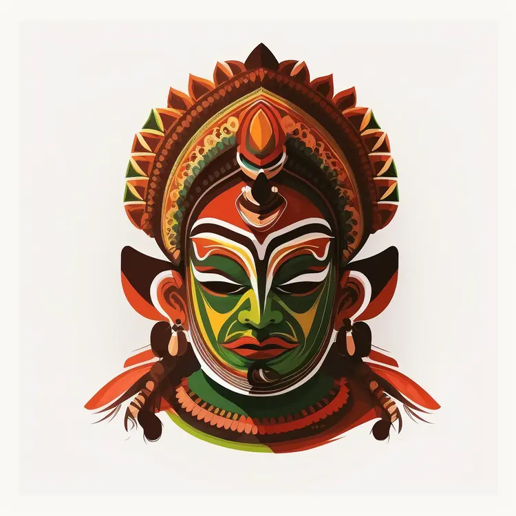 Traditional Kathakali Mask Illustration