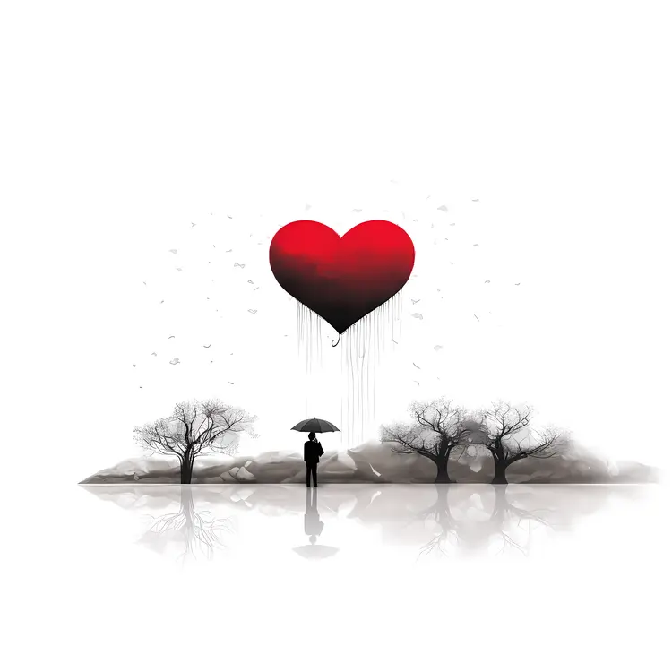 Heart Balloon with Umbrella