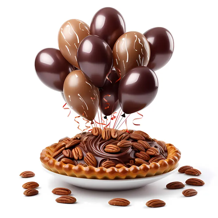 Chocolate Pecan Pie with Festive Balloons