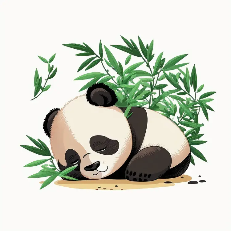Cute Sleeping Panda with Bamboo