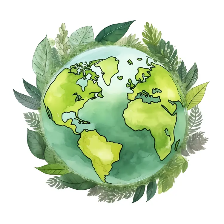 Earth Illustration Surrounded by Greenery