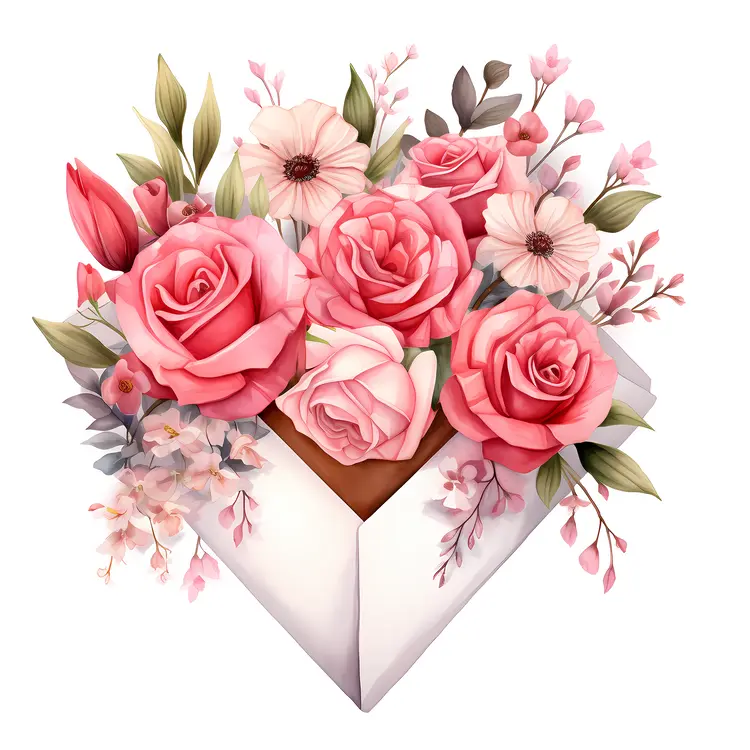 Pink Roses in Envelope