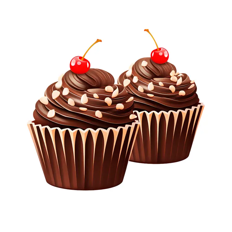 Chocolate Cupcakes with Sprinkles and Cherries