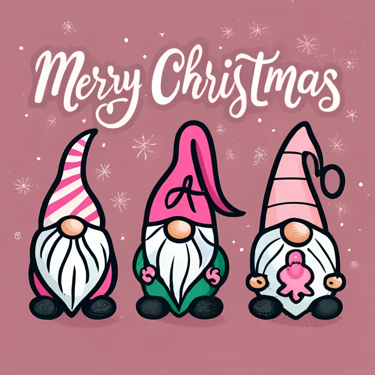 Merry Christmas Greeting with Cute Gnomes