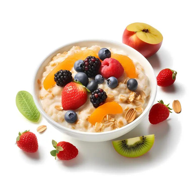 Bowl of Oatmeal with Mixed Fruits