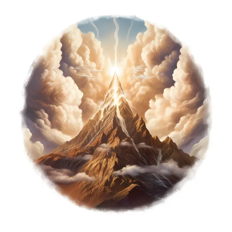 Mountain Peak with Lightning and Clouds