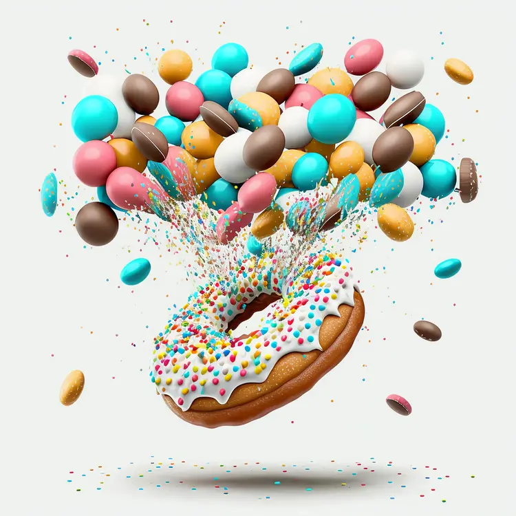 Colorful Donut with Sprinkles and Candies